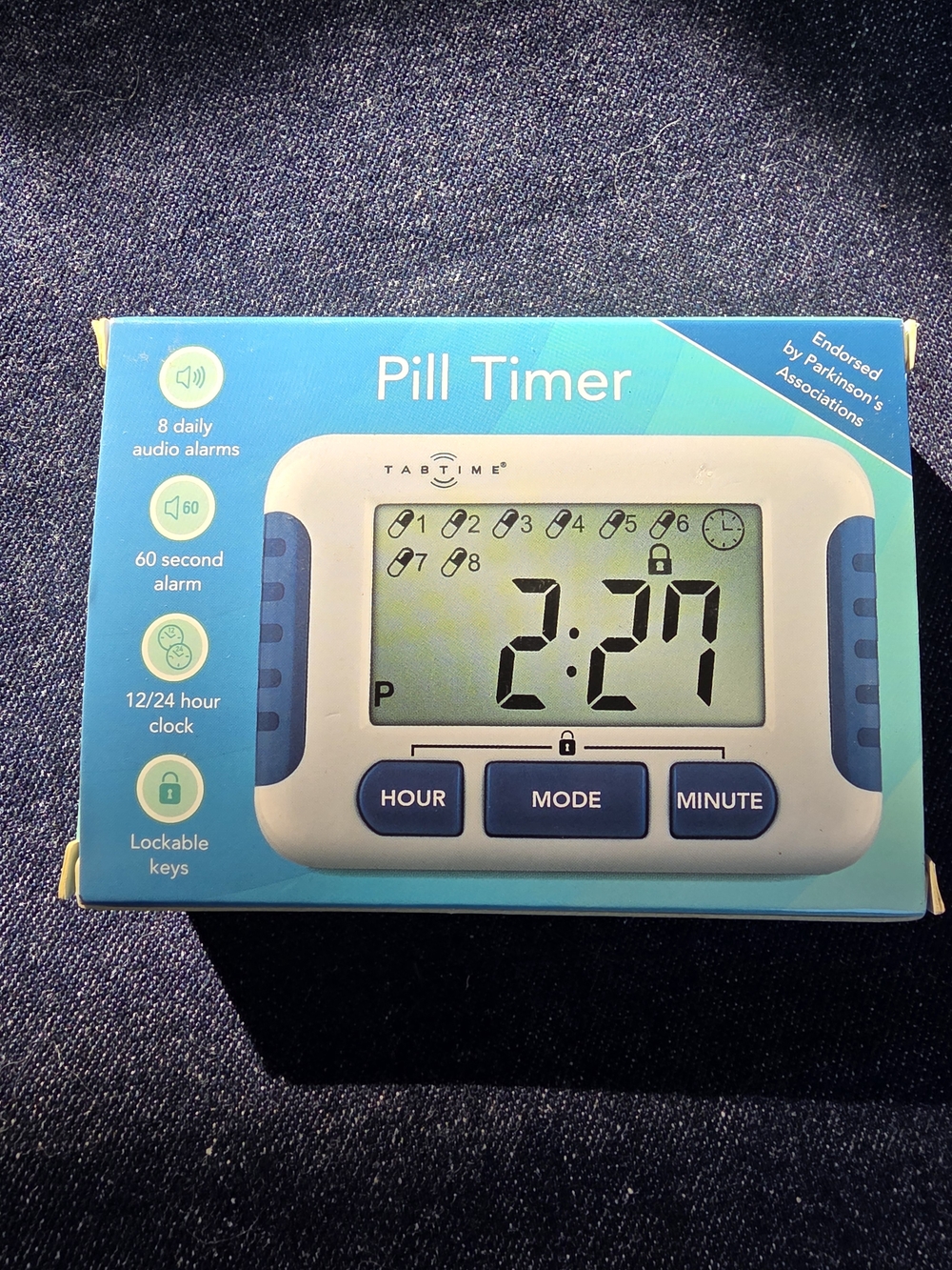 Blue and White Pill Timer - Medication Reminder